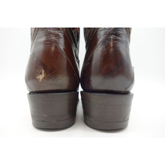 Renegade Brown Eel Skin Leather Cowboy Western Boots Shoes Women's 6 B - Picture 9 of 9